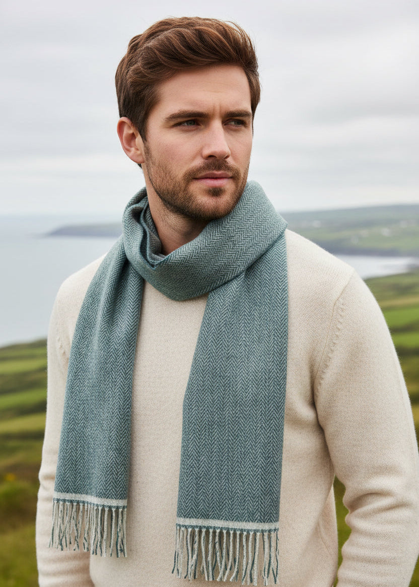 Foxford Lambswool Scarf | Teal/Aqua