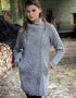Aran Crafts Cable Knit Side Zip Coat | Soft Grey Merino Wool