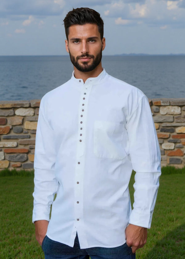Civilian Men's Grandfather Shirt | White