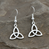 Rhodium Trinity Knot Drop Earrings
