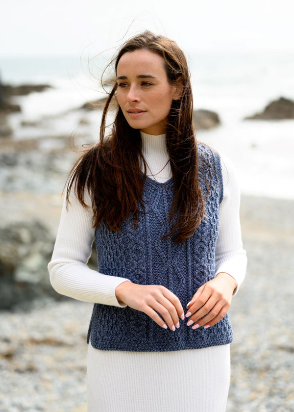 Aran Ladies Vest | Denim