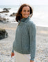 Aran Bikers Claddagh Side Zip Cardigan | Aqua