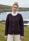 Women's Aran Cable Knit Cardigan | Velvet Plum - Clearance