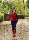 Ladies Slim-Fit Aran Sweater | Red