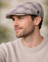 Mucros Linen Cap | Blue Check Pattern