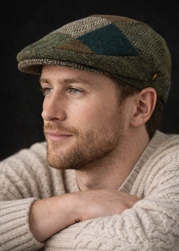 
Donegal Tweed Flat Cap | Green Patch | Handcrafted Irish Wool Cap
