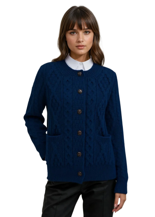 Ladies Aran Cardigan | Black Watch