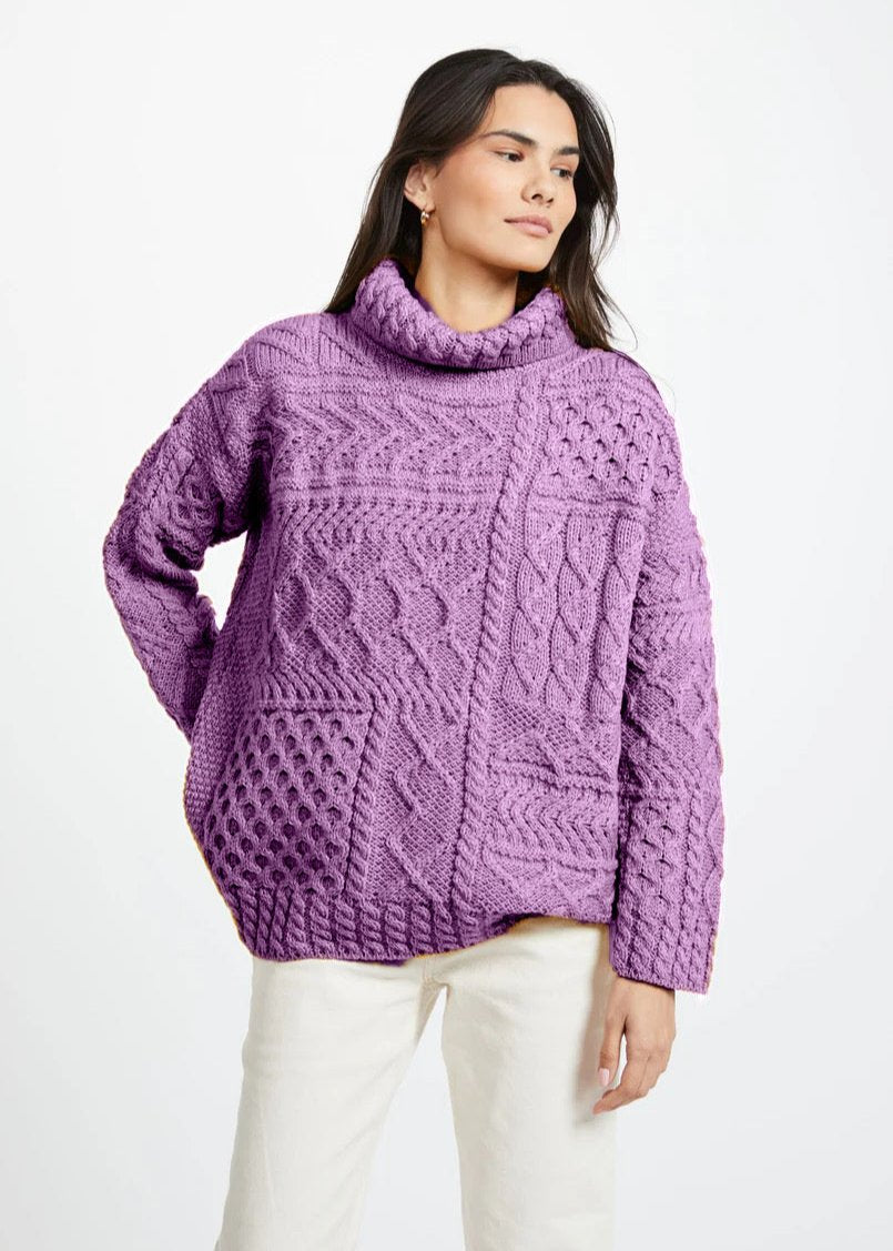 Skellig Oversized Aran Sweater | Lavender