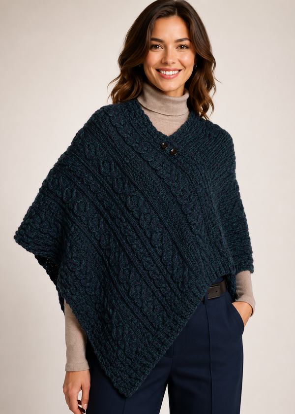 Poncho Aran en pure laine | Skiddaw - Liquidation