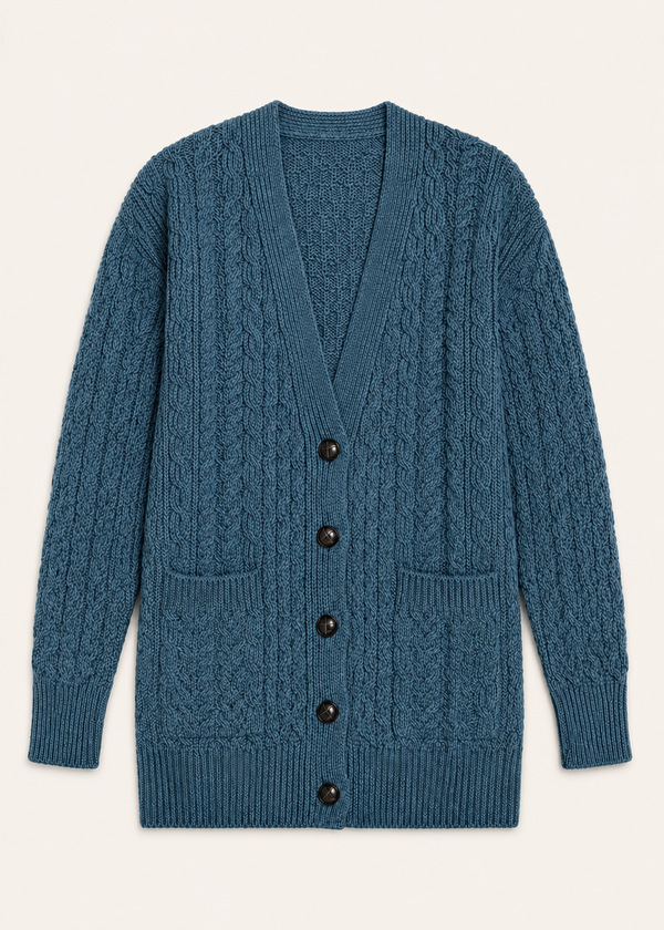 Delphi Aran Boyfriend Cardigan | Irish Sea - Clearance