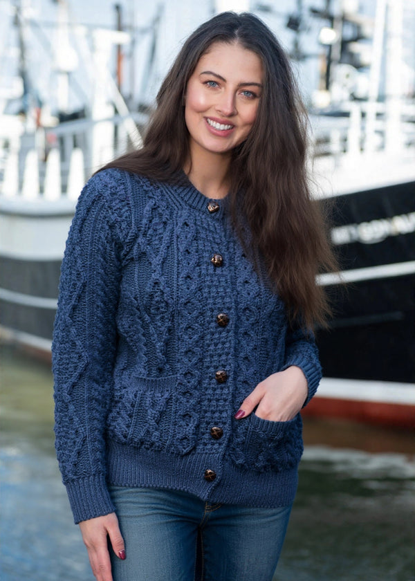Ladies Aran Cardigan | Black Watch