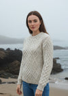 Unisex Aran Wool Sweater | Flecked Cream
