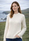 Ladies Slim-Fit Aran Sweater | Premium Merino Wool | Natural
