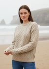 Unisex Aran Wool Sweater | Flecked Oatmeal