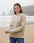 Unisex Aran Wool Sweater | Flecked Oatmeal