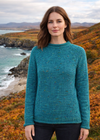 Women's Turquoise Roll Neck Fisherman Sweater | 100% Merino Wool 