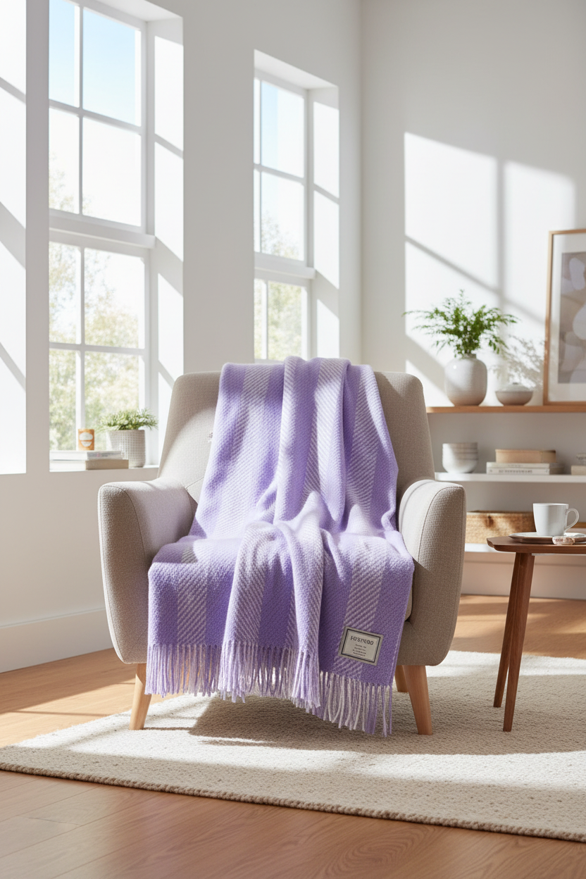 Foxford Merino Wool Throw | Heather/Purple | Clearance