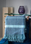 Merino Lambswool Blanket Grey & Duck Egg Check