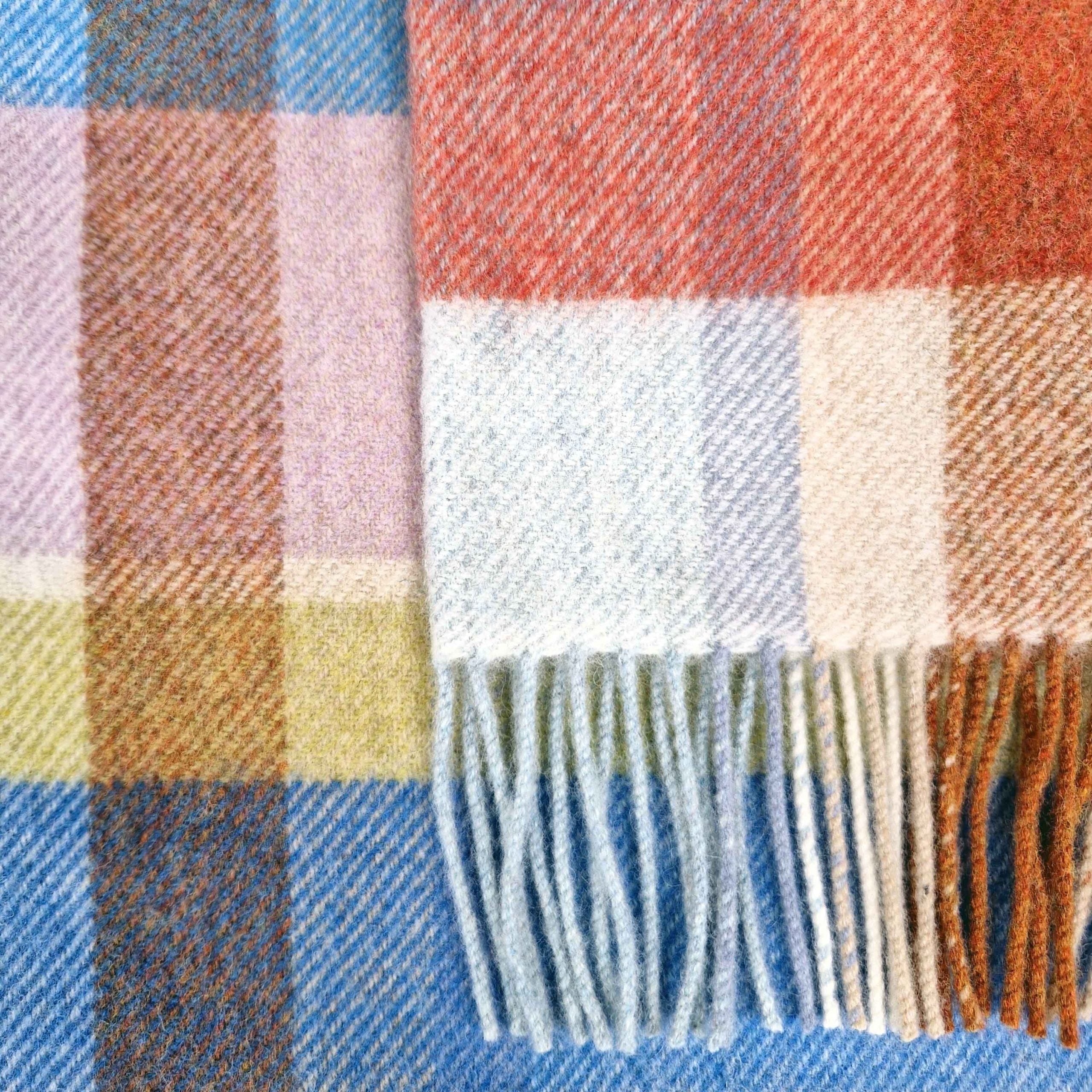 John Hanly Large Blue Green Lilac Peach Throw