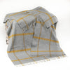 Merino Lambswool Blanket Grey Mustard Check