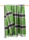 John Hanly Merino Lambswool Blanket | Green Grey Check