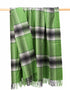 John Hanly Merino Lambswool Blanket | Green Grey Check