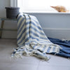 John Hanly Merino Denim & White Stripe Blanket