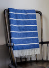 John Hanly Denim White Horizontal Stripe Throw