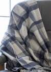 John Hanly Large Lambswool Throw Grey Ecru