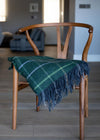 John Hanly Large Lambswool Throw | Green Windowpane