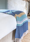 John Hanly Merino Lambswool Blue Stripe Throw