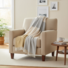 John Hanly Large Lambswool Blanket | Camel Beige Stripe