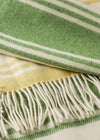 John Hanly Large Lambswool Blanket | Lime Green White Stripe