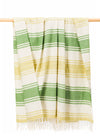 John Hanly Large Lambswool Blanket | Lime Green White Stripe