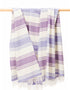 John Hanly Large Lambswool Blanket | Lilac Purple White Stripe