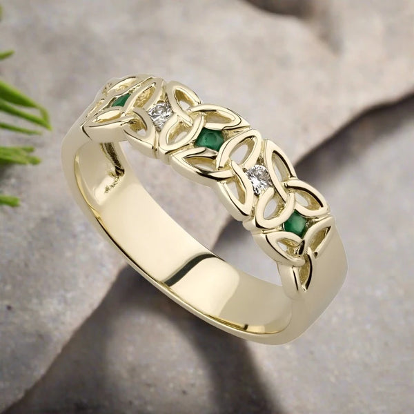 10k Gold Emerald Trinity Ring
