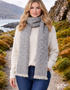 Mucros Aran Scarf | Merino Wool Alpaca Scarf | Denim Mix