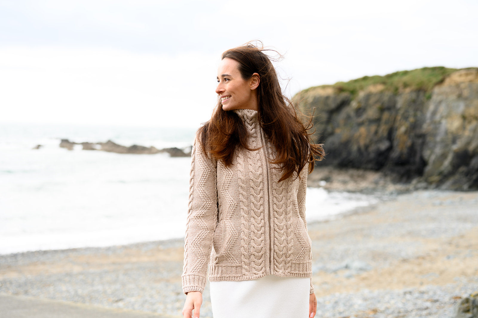 Cable Knit Aran Cardigan | Camel