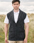 Aran Crafts Men's Wool Shawl Collar Waistcoat - Charcoal