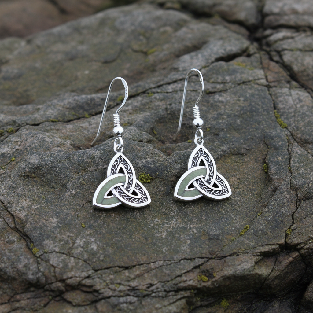 Trinity Knot Connemara Marble Earrings