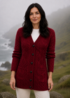 Aran Long Line Merino Cardigan | Red 