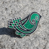 Rhodium Green Enamel Bird Brooch