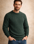 Inis Mor Green Aran Sweater | Premium Irish Pure Wool Knitwear