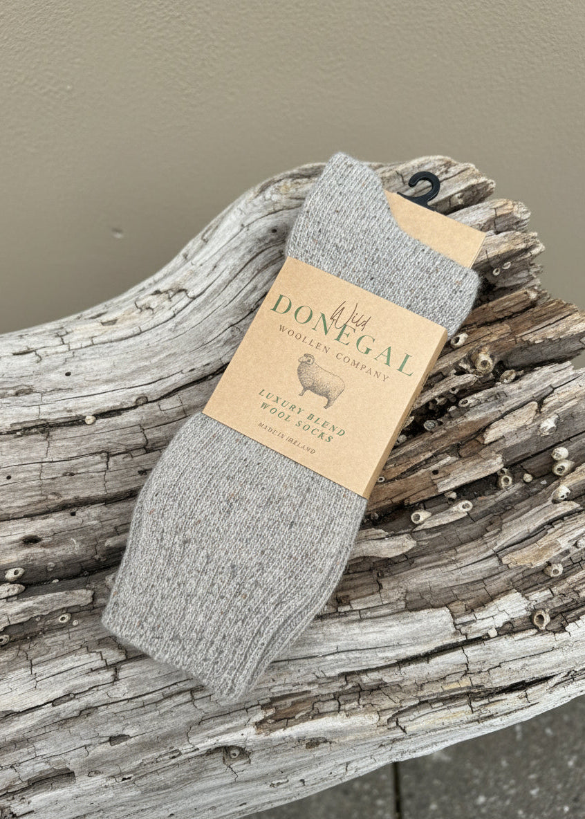 Men's Donegal Silk Wool Socks | Grey Marl 