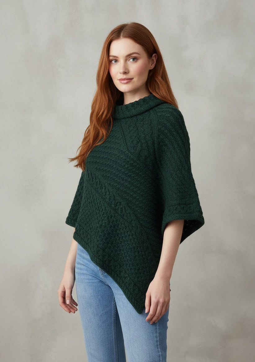 Aran poncho green 