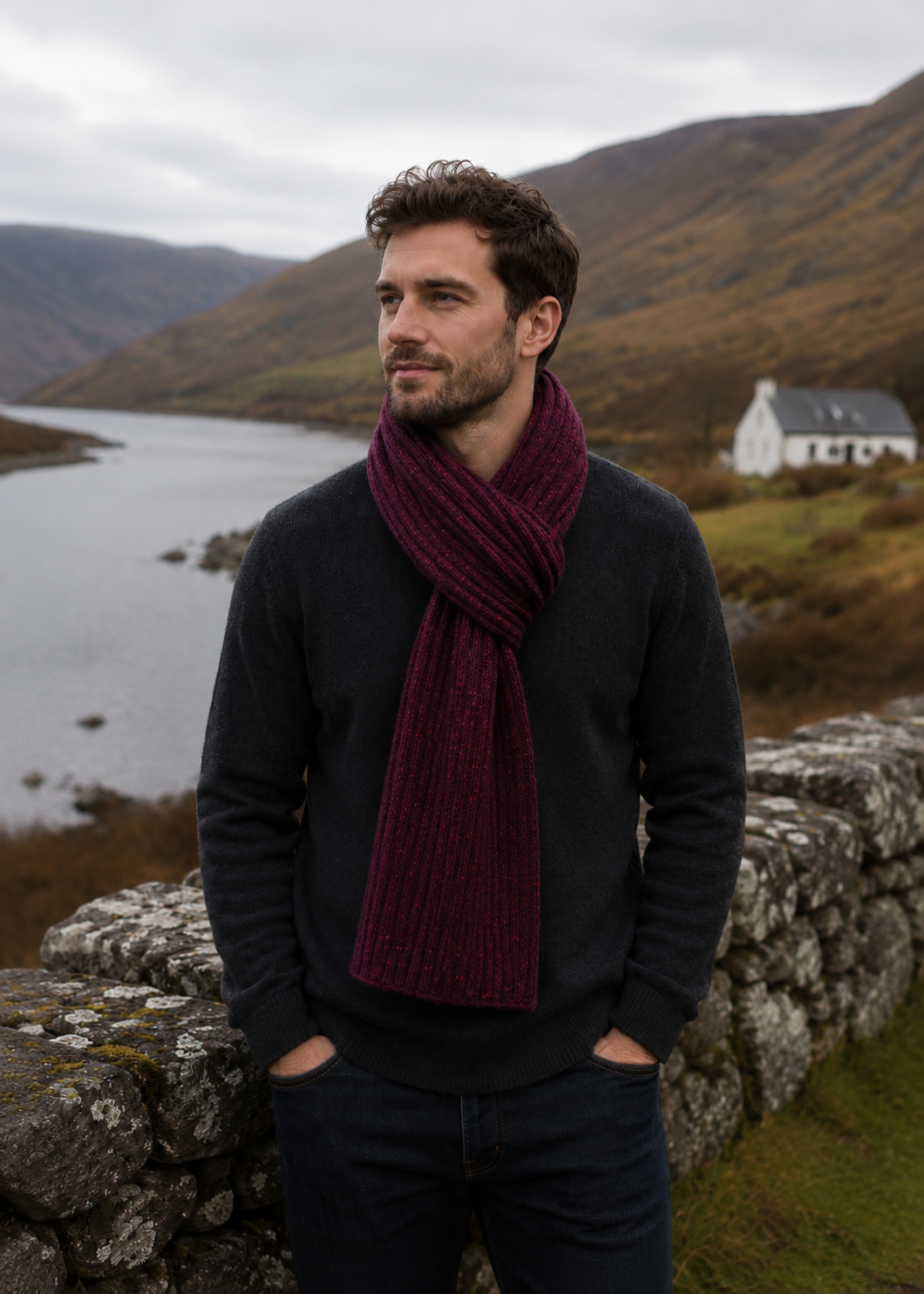 Fisherman Donegal Fleck Wool Scarf | Boradeux