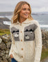 Ladies Aran Sheep Cardigan | 100% Wool | Natural