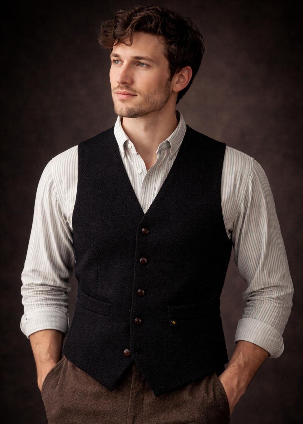 Donegal Tweed Black Waistcoat - Premium Irish Heritage Vest | Hatman of Ireland