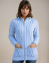 Aran Claddagh Zip Cardigan | Sky Blue