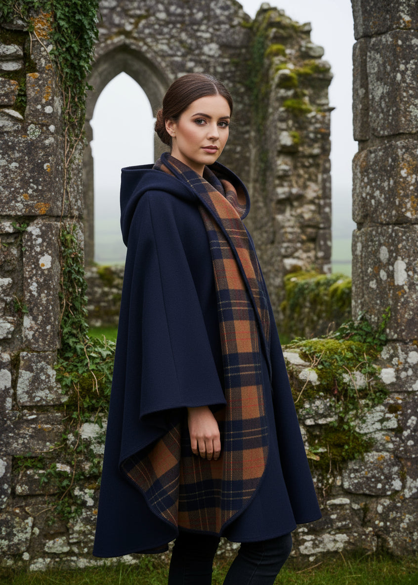 Jimmy Hourihan Dark Navy Walking Cape - Pure Donegal Wool